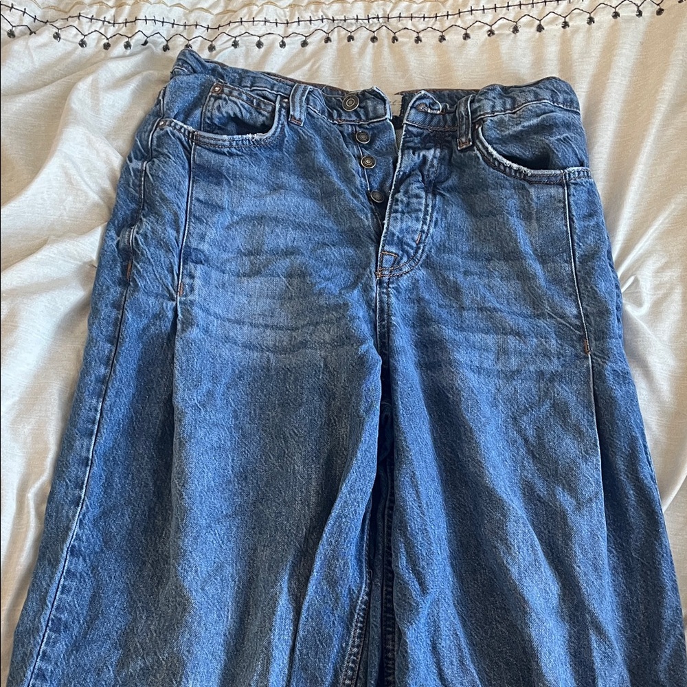 We The Free High-Waist Wide Leg Jeans in Medium Blue